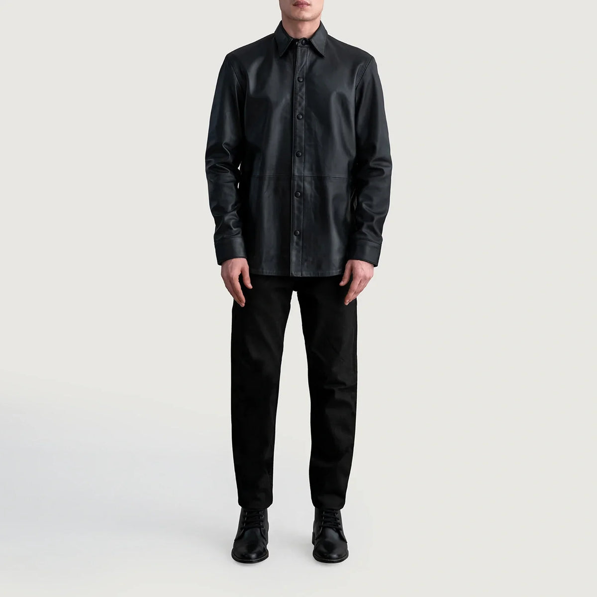 
Vista de detalle of Shirt & Leather Buttons Hardware on Haven Black Leather Shirt