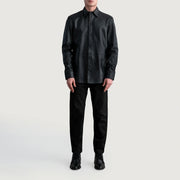 
Vista de detalle of Shirt & Leather Buttons Hardware on Haven Black Leather Shirt