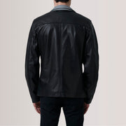 
Vista de detalle of Band Collar with Snap Button & Zipper with placket Hardware on Henrik Grey Suede Cafe Racer For Men