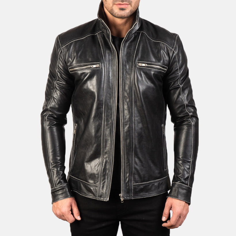 Hudson Chaqueta Biker de Cuero para Hombre