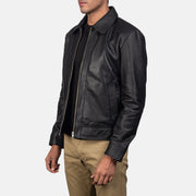 Distressed Brown Sheep Skin Burnishing Biker Jacket - Vista trasera con ajuste entallado en hombros y bajo impecable