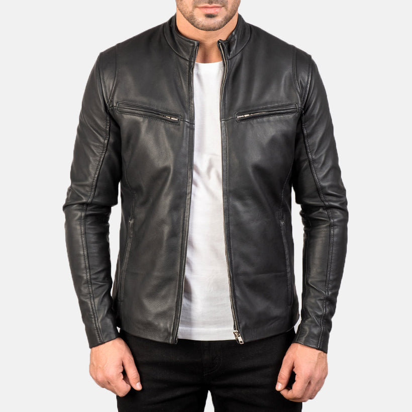 Ionic Chaqueta Biker de Cuero para Hombre