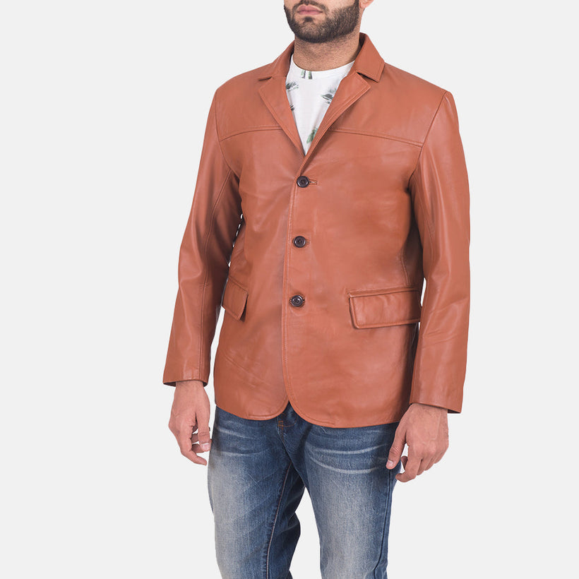 James Tostado Marrón Blazer de Cuero de Cuero para Hombre