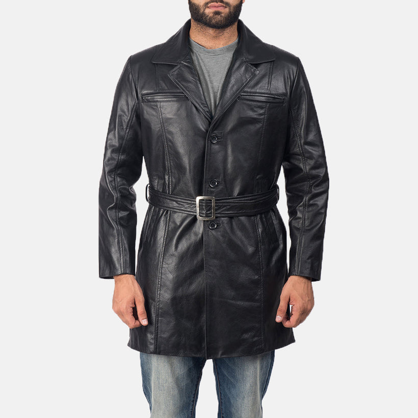 Jordan Negro Abrigo de Cuero para Hombre