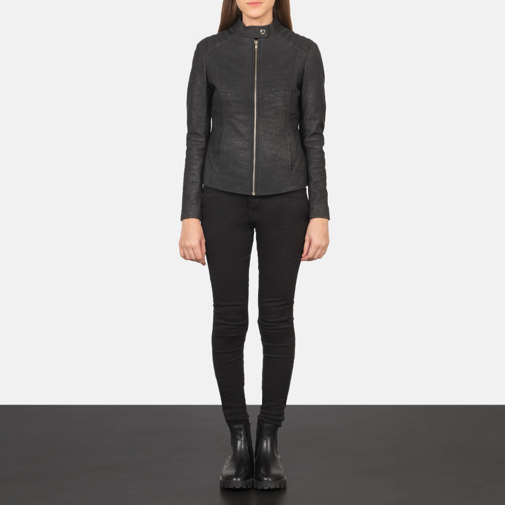 
Kelsee Chaqueta Biker de Cuero para Mujer – alternate product view 3