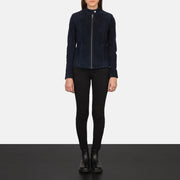 
Kelsee Chaqueta Biker de Cuero para Mujer - Vista lateral mostrando el corte ergonómico de mangas