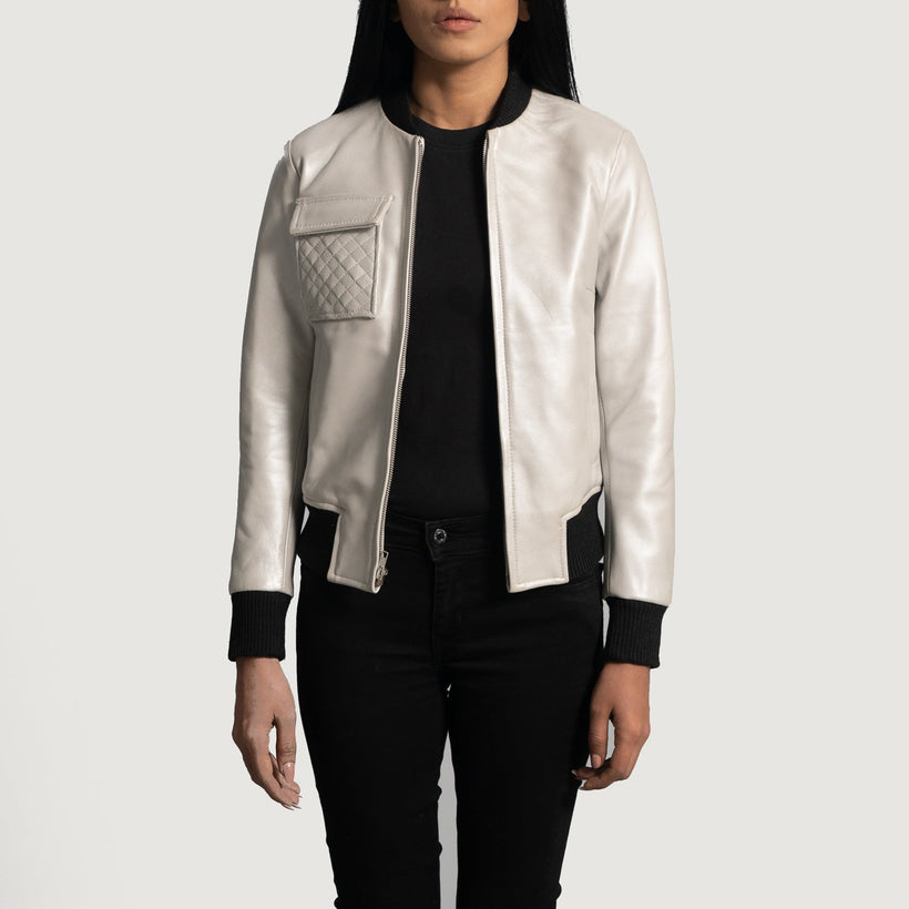 Lana Silver Chaqueta Bomber de Cuero para Mujer