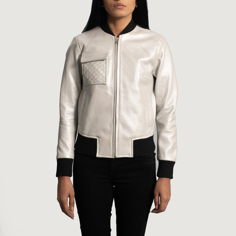 Lana Silver Chaqueta Bomber de Cuero para Mujer