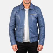 Men's Lavendard Brown Leather Biker Jacket in Brown Cowhide Leather - Vista frontal y silueta a medida | Comprar online