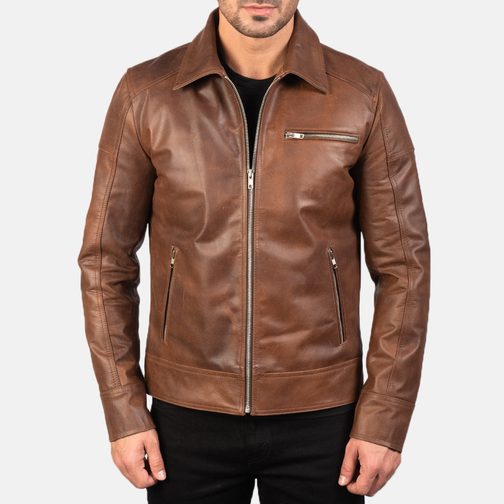 Lavendard Chaqueta Biker de Cuero para Hombre – Vista alternativa del producto 3