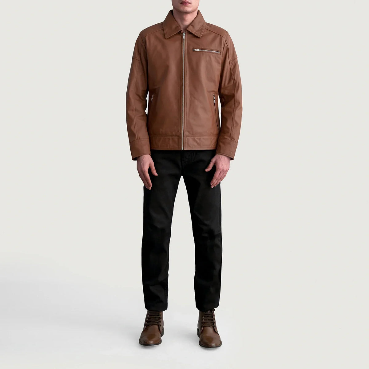 Lavendard Chaqueta Biker de Cuero para Hombre – Vista alternativa del producto 4