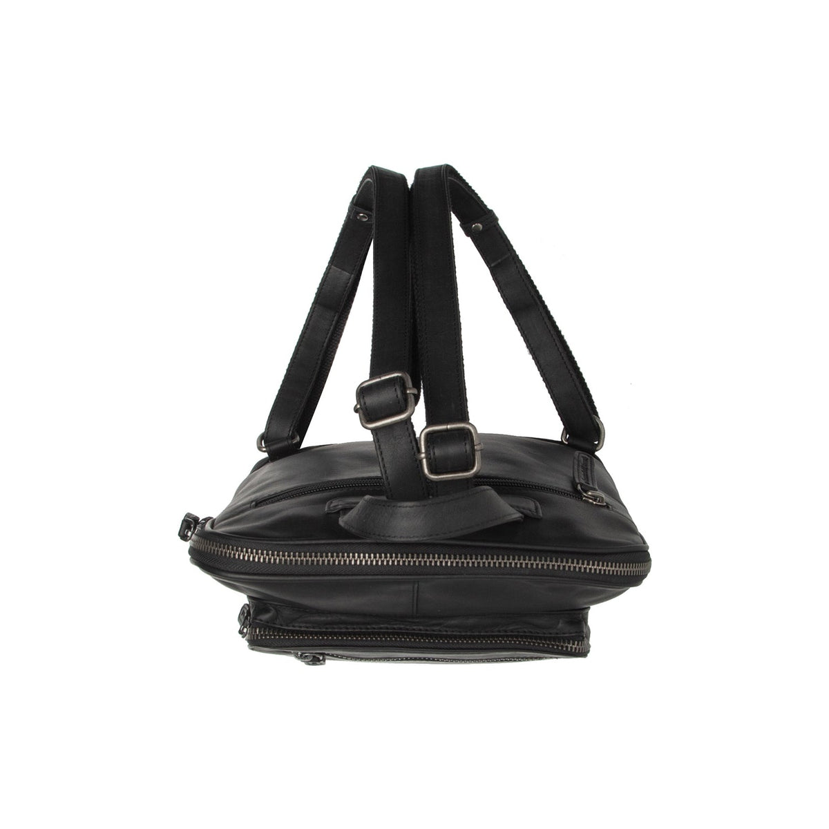 Floran Full-Grain Leather Backpack para Mujer - Structured Side Profile Showing Gusset Depth &amp; Expansion Capacity