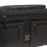 Stuttgart Full-Grain Leather Briefcase para Mujer - Structured Side Profile Showing Gusset Depth &amp; Expansion Capacity
