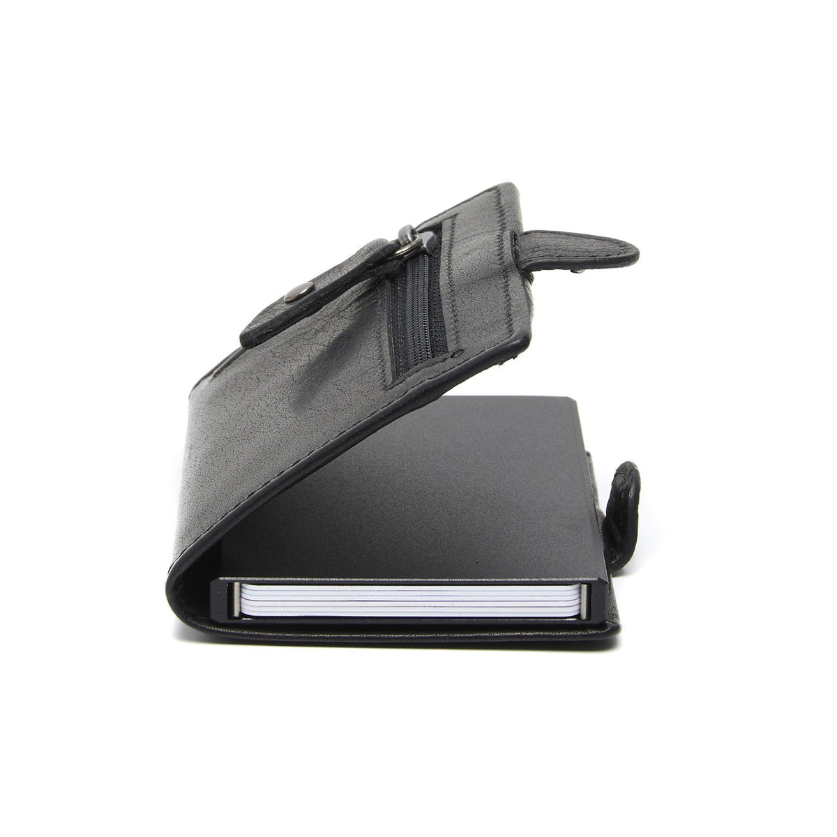 Solid Antique Brass Hardware &amp; Heavy-Duty Dual Zipper Detail on Baldwin Full-Grain Leather Card Holder para Mujer