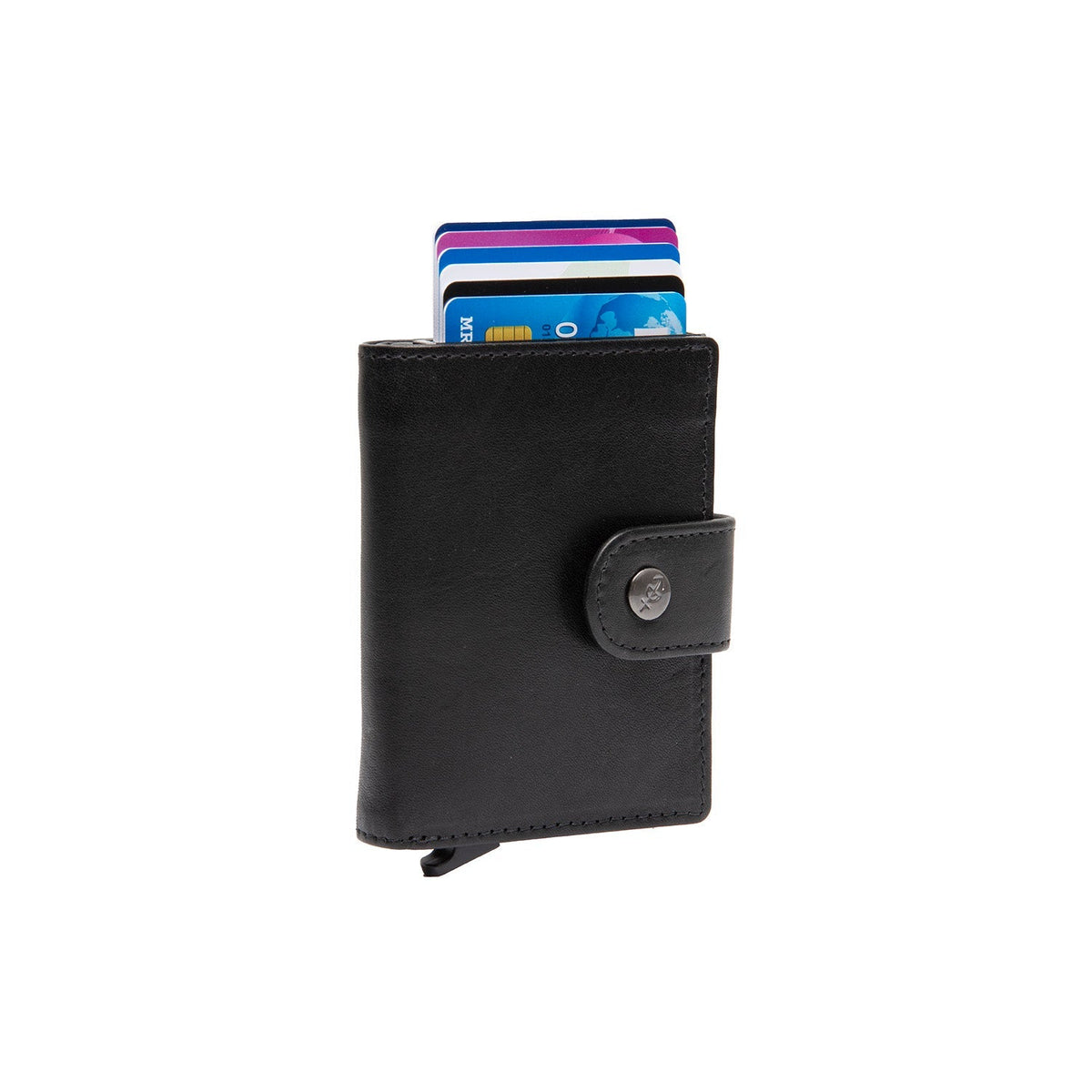 Barrea Full-Grain Leather Card Holder para Mujer in Classic 100% Full-Grain Leather - Full Exterior Front Profile View | Comprar online