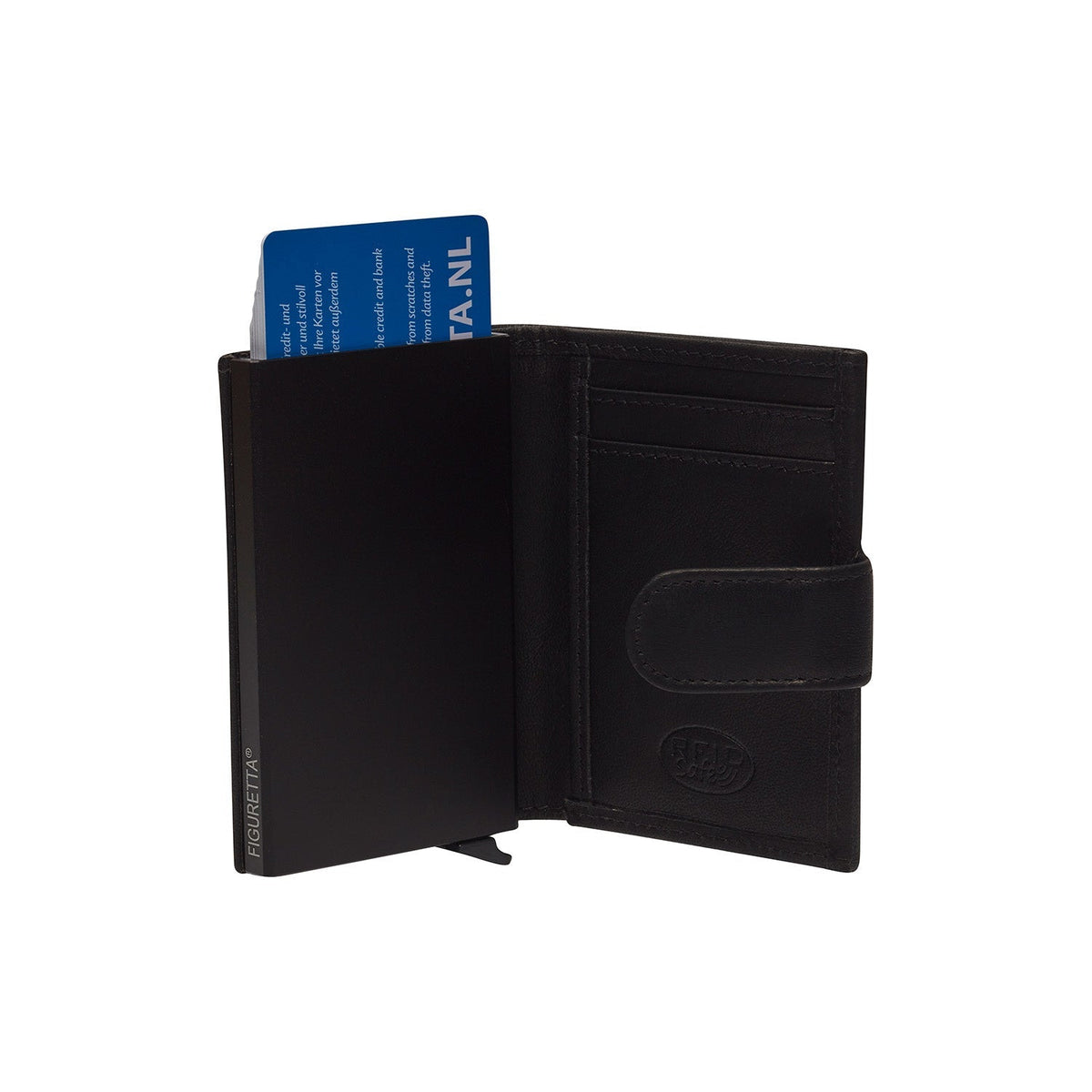 Solid Antique Brass Hardware &amp; Heavy-Duty Dual Zipper Detail on Hannover Full-Grain Leather Card Holder para Mujer