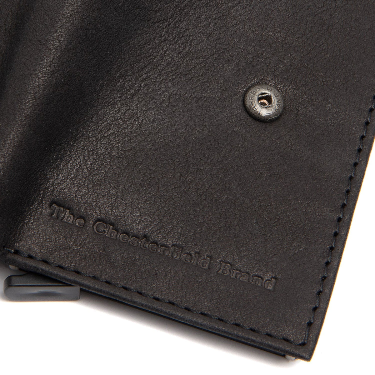 Solid Antique Brass Hardware &amp; Heavy-Duty Dual Zipper Detail on Torola Full-Grain Leather Card Holder para Mujer