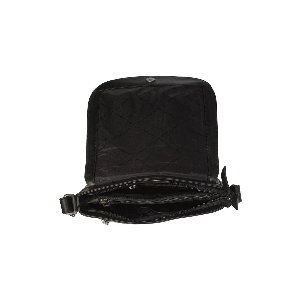 Everglades Full-Grain Leather Crossbody Bag para Mujer - Structured Side Profile Showing Gusset Depth &amp; Expansion Capacity