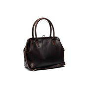 Tailored Rib Cuffs &amp; Hem Craftsmanship Construction Detail on Dorin Full-Grain Leather Handbag para Mujer