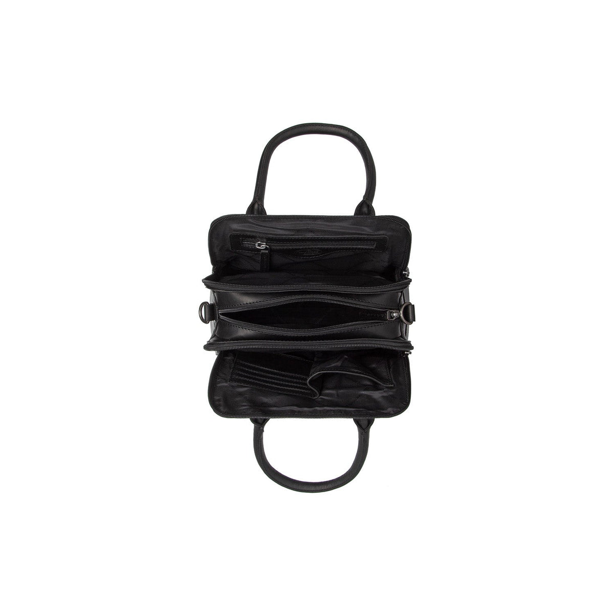 Detalle de cerca of Classic Collar &amp; Heavy-Duty Zipper Hardware on Ezra Full-Grain Leather Handbag para Mujer