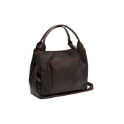Styled Fit Perspective of Tenara Full-Grain Leather Handbag para Mujer on Model - Natural Daylight Drape