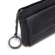 Detalle de cerca of Classic Collar &amp; Heavy-Duty Zipper Hardware on Torano Full-Grain Leather Key Case para Mujer