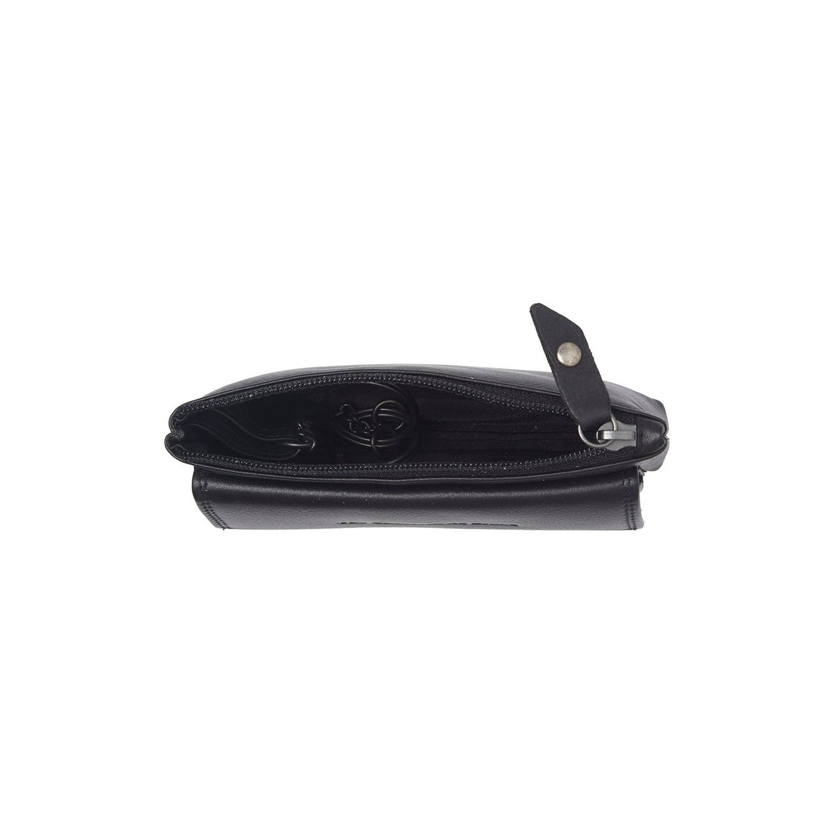 Tailored Rib Cuffs &amp; Hem Craftsmanship Construction Detail on Torano Full-Grain Leather Key Case para Mujer