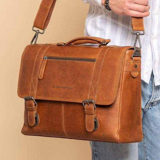 Imperia Full-Grain Leather Laptop Bag para Hombre