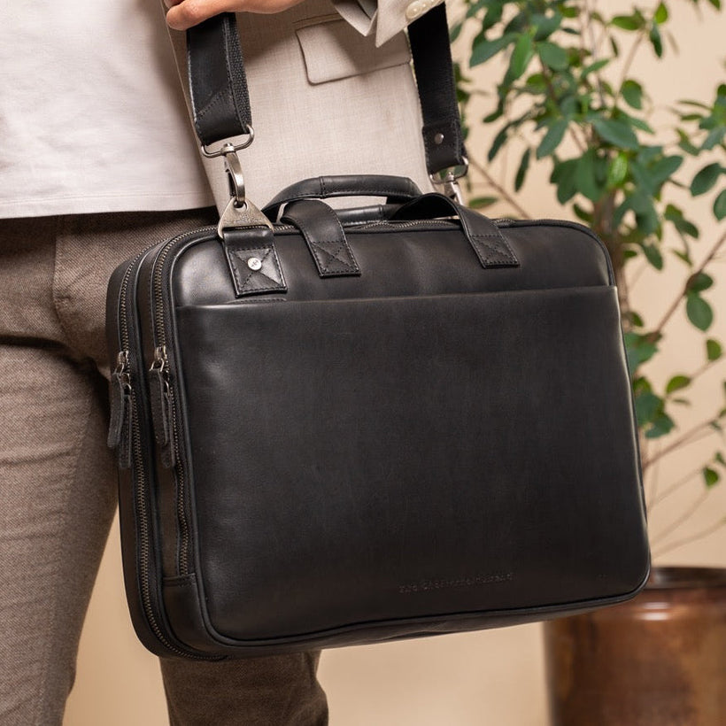 Iseo Full-Grain Leather Laptop Bag para Hombre