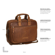 Cognac Leather Laptop Bag Seth, detail view 6