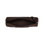 Tailored Rib Cuffs &amp; Hem Craftsmanship Construction Detail on Leather Pencil Case Lea para Mujer