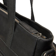 Alicante Full-Grain Leather Shopper para Mujer - Structured Side Profile Showing Gusset Depth &amp; Expansion Capacity