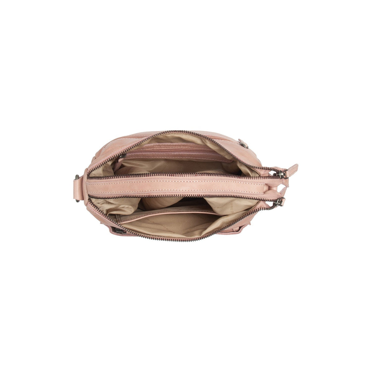 Solid Antique Brass Hardware &amp; Heavy-Duty Dual Zipper Detail on Caroline Full-Grain Leather Shoulder Bag para Mujer