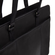 Fidenza Full-Grain Leather Shoulder Bag para Mujer - Structured Side Profile Showing Gusset Depth &amp; Expansion Capacity