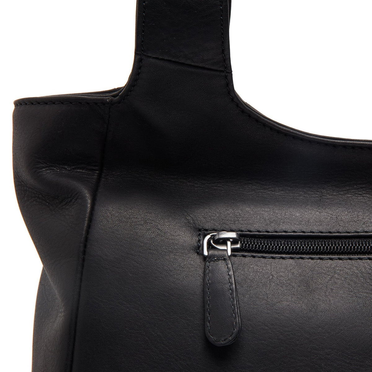 Tofino Full-Grain Leather Shoulder Bag para Mujer - Structured Side Profile Showing Gusset Depth &amp; Expansion Capacity