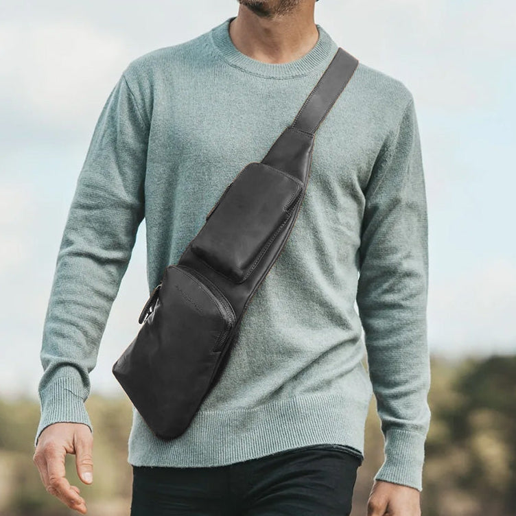 Classic 100% Full-Grain leather Bag - Rear Perspective Showing Reinforced Leather Straps &amp; Stitching