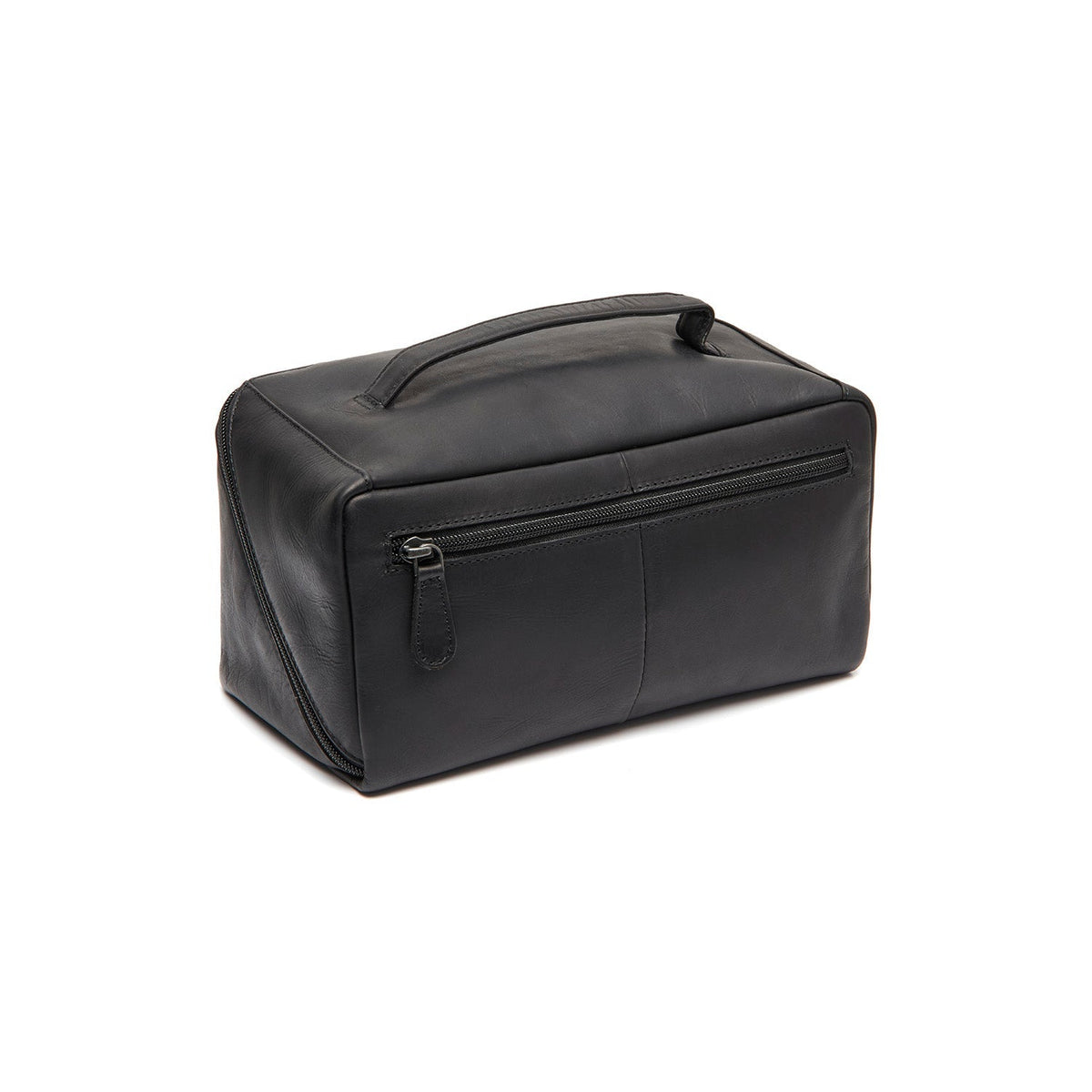 Tailored Rib Cuffs &amp; Hem Craftsmanship Construction Detail on Elmia Full-Grain Leather Toiletry Bag para Mujer