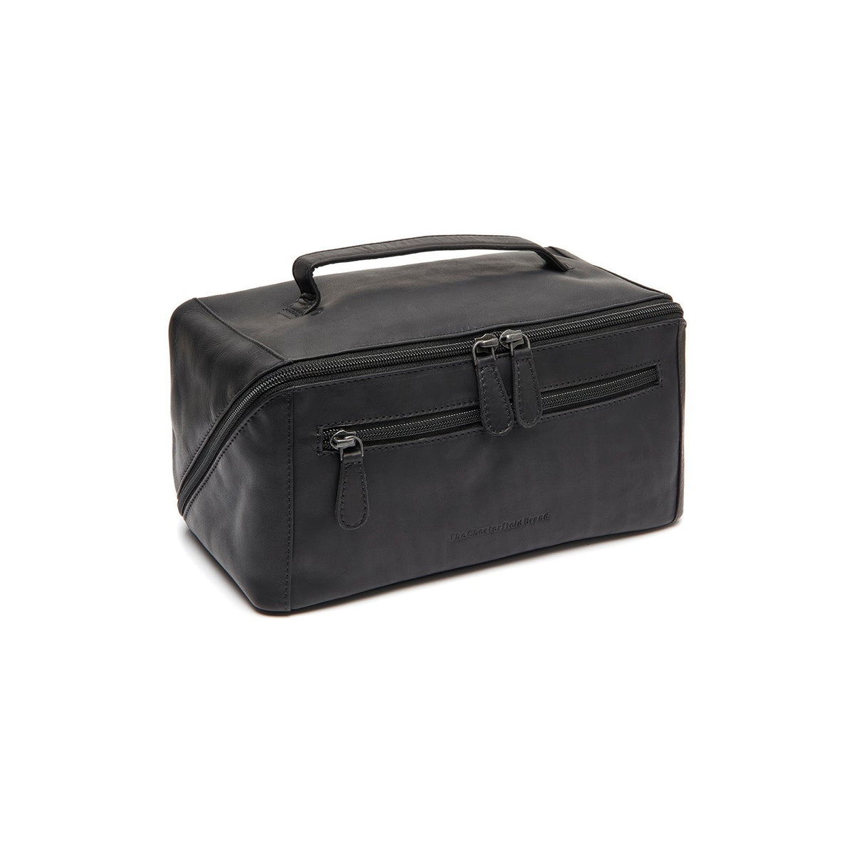 Trevia Full-Grain Leather Toiletry Bag para Mujer in Classic 100% Full-Grain Leather - Vista frontal y silueta a medida | Comprar online