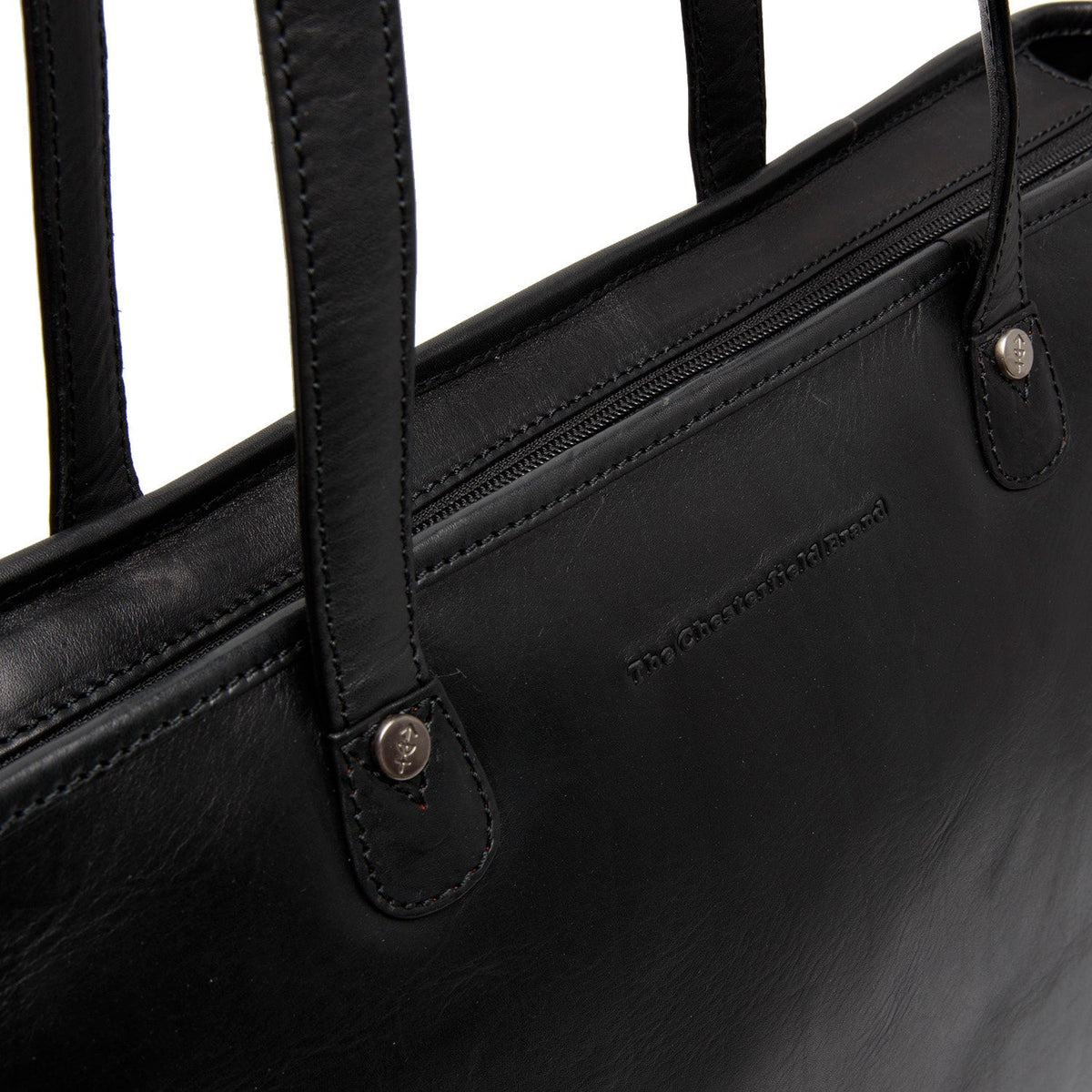 Astano Full-Grain Leather Tote Bag para Mujer - Structured Side Profile Showing Gusset Depth &amp; Expansion Capacity