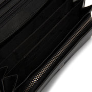 Solid Antique Brass Hardware &amp; Heavy-Duty Dual Zipper Detail on Arvento Full-Grain Cartera de Cuero para Mujer
