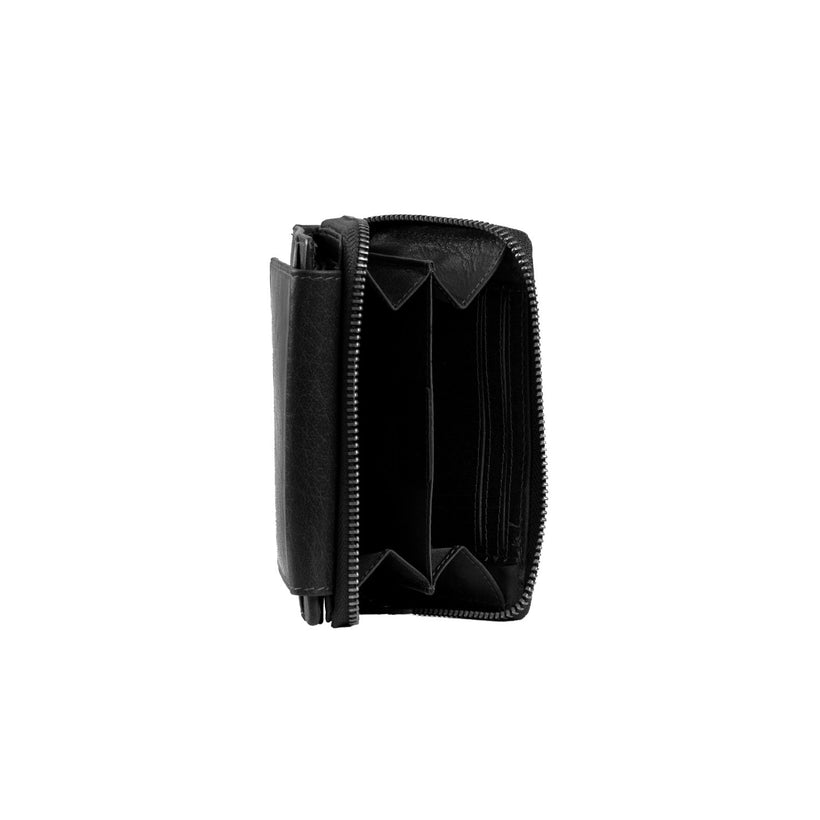 Classic 100% Full-Grain leather Wallet - Rear Perspective Showing Reinforced Leather Straps & Stitching