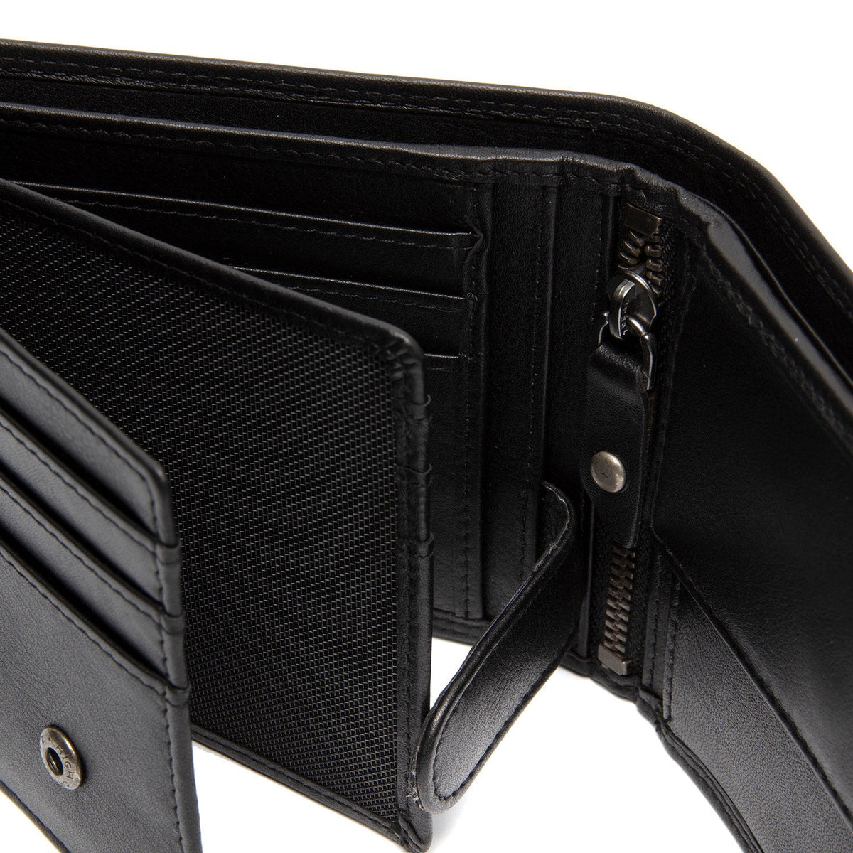Hendrick Full-Grain Cartera de Cuero para Hombre - Structured Side Profile Showing Gusset Depth &amp; Expansion Capacity
