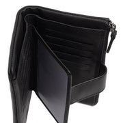 Solid Antique Brass Hardware &amp; Heavy-Duty Dual Zipper Detail on Landau Full-Grain Cartera de Cuero para Mujer