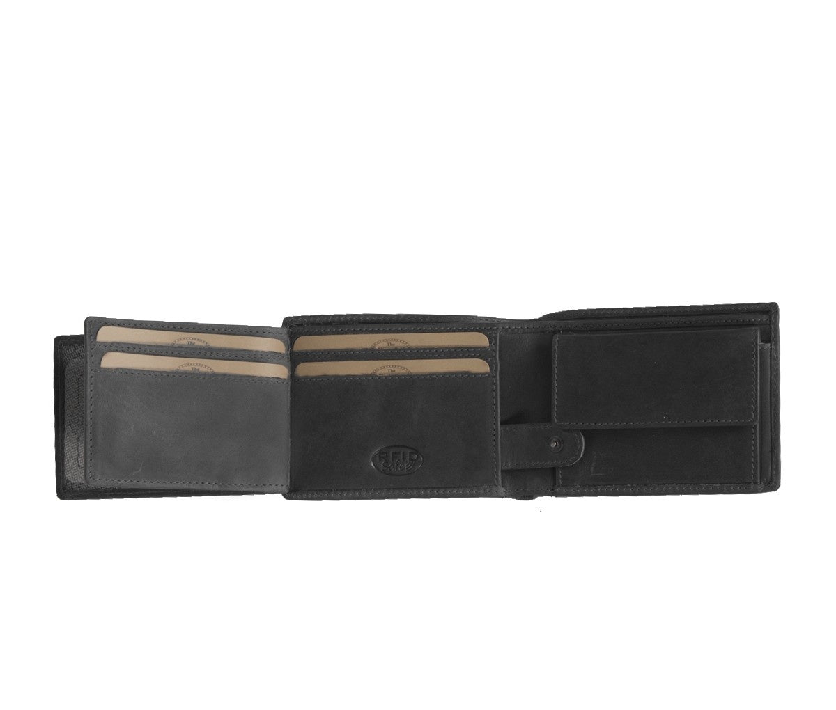 
Solid Antique Brass Hardware & Heavy-Duty Dual Zipper Detail on Marvin Billetera de cuero flor