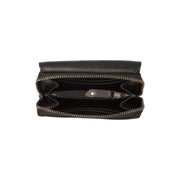Solid Antique Brass Hardware &amp; Heavy-Duty Dual Zipper Detail on Salviano Full-Grain Cartera de Cuero para Mujer