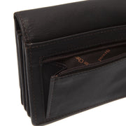 
Solid Antique Brass Hardware & Heavy-Duty Dual Zipper Detail on Salzburg Billetera de cuero flor