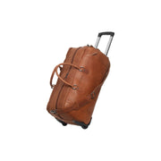 Cognac Leather Weekender Trolley Jayven para Mujer, front view