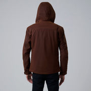 Detalle de cerca of Hooded &amp; Zipper with placket Hardware on Marlo Marrón Canvas Hooded Work Chaqueta de Cuero para Hombre For Men