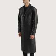 Black Cowhide Leather Winter Jacket - Vista trasera con ajuste entallado en hombros y bajo impecable