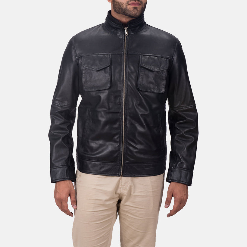 Maurice Negro Chaqueta de Cuero para Hombre